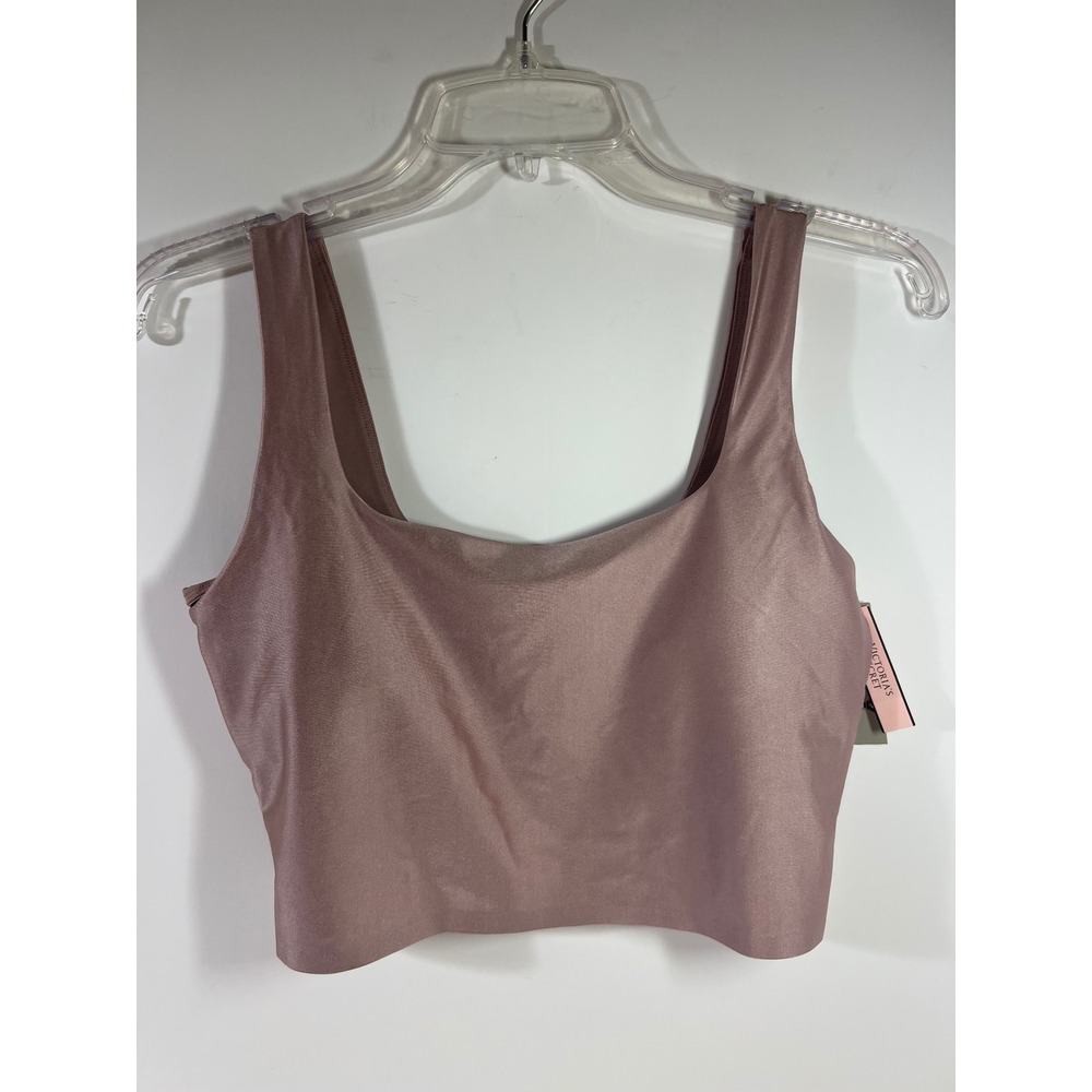 VSX Glossy Tech Square Neck Bra Top Pink NWT M